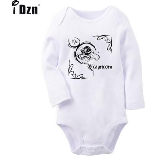 Capricorn Tribal Leo Libra Aquarius Scorpio Taurus Virgo Printed Newborn Baby Outfits Long Sleeve Jumpsuit 100% Cotton