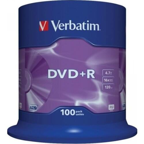DVD+R VERBATIM MATT SILVER 16X TARRINA 100 UDS