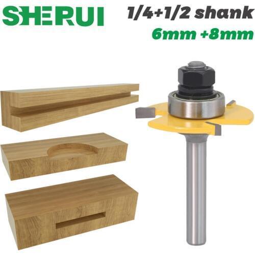 1 pc 8mm Shank 1/4″shank 6mm shank 1/2″shank 12mm shank Groove Joint Assembly Router Bit Set 3/4" Stock Wood Cutting Tool