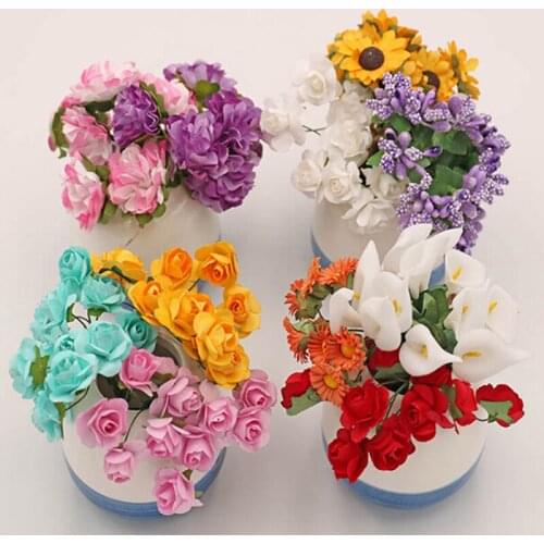 Doll house toy mini flower hand tied bouquet rose flower arrangement