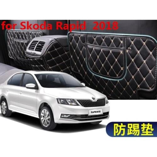 For Skoda Rapid 2016-2018 Car-styling anti-dirty mat Interior Refit Armrest Box Rear Seat Kick Pad