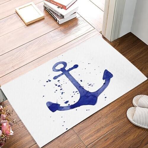 Anchor Watercolour Art Doormat Bedroom Kitchen Floor Mat Bathroom Anti-Slip Rug Home Doormat for Entrance Door