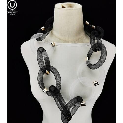 UKEBAY New Coarse Big Necklaces Mesh Hollow Collar Necklaces Women Fashion Jewelry Handmade Choker Necklace For Wedding Party