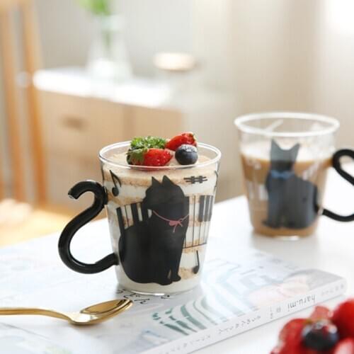250ml Cute Creative Cat Milk Coffee Mug Water Glass Mug Cup Tea Cup Cartoon Animals Kitty Home Office Cup For Fruit Juice Gift