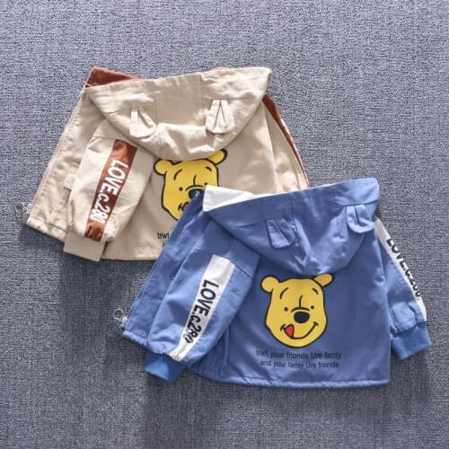 2021 Spring Autumn Baby Boys Girls Jacket Coats Toddler Children Cartoon Winnie The Pooh Hooded Sweatshirt Kids Windproof Jacket