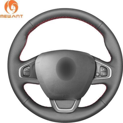 MEWANT Black Artificial Leather Wrap Car Steering Wheel Cover for Renault Clio 4 (IV) Kaptur Captur 2016 2017 2018 2019-2020