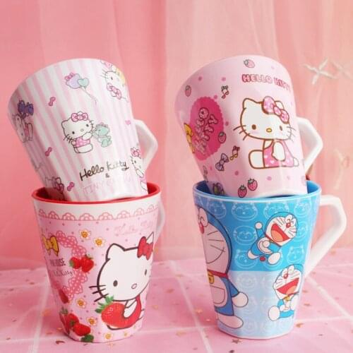 Kawaii Sanrio Toothbrushing Water Cup Breakfast Mlik Coffe Cup Household Children Water Cup My Melody Doraemon Peppa Pig