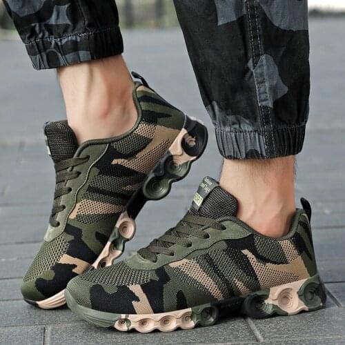 Mens Spring Autumn Casual Shoes Camouflage Color Flying Woven Mesh Large Size Four Season Sneakers Couple Multifunctional Shoe