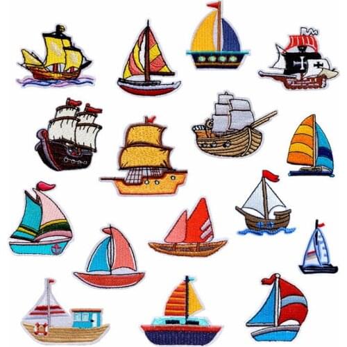 New arrival 10 pcs boat ships Embroidered patch iron on Jeans coat tshirt bag shoe hat decor repair Motif emblem accessory