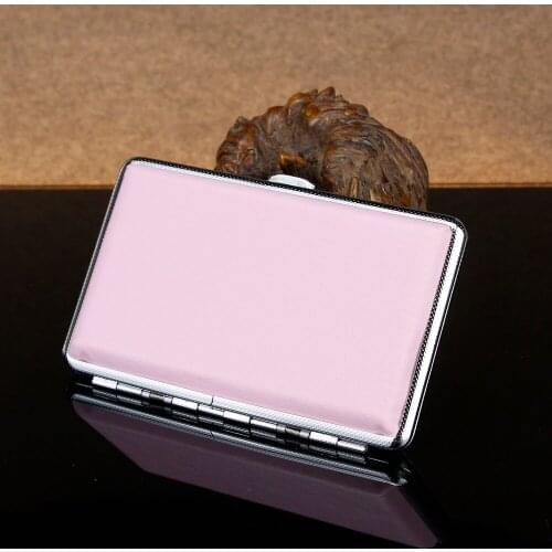 New Pink Cigarette Case Pu Leather Cover Smoking Box Cigarette Box 14 Cigarettes Capacity Smoking Case Cigarette Tool