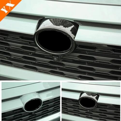 For Toyota RAV4 2019 2020 2021 ABS Chrome/Black Car front center grill sign logo bumper Decoration Accessories frame panel 1pcs