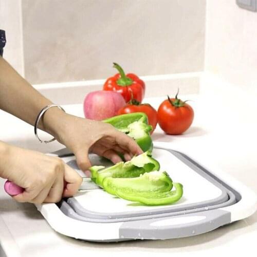 Folding cut board three-in-one multifunctional fold vegetable basket portable cutting board kitchen household house tool package