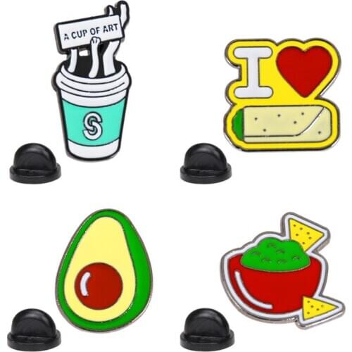 New style pins, personality, versatile, fashionable chicken roll drink brooch, student cartoon metal avocado badge pin