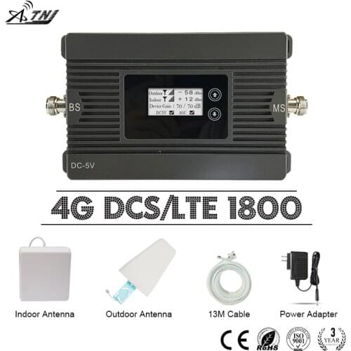 4G LTE / DCS 1800mhz Cellular Amplifier Smart GSM 1800 Signal Repeater LCD Display Moblie phone Booster 80dB Gain 4G Network Kit