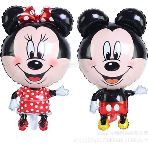 Disney Series Mickey Minnie Balloon Cartoon Beckoning Standing Aluminum Foil Balloon Baby Birthday Decor Mouse Party Supplies