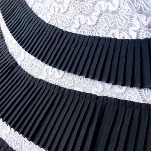 YACKALASI Chiffon Flower Lace 5 Yards Chiffon Crepe Fringe Ruffled Appliqued Handwork Sewing Trims 6cm-11cm