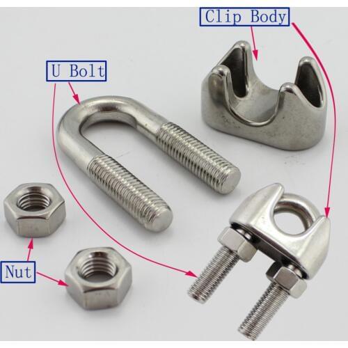 Wire Rope Clip 304 Stainless Steel Wire Rope Grip Cable Clamps Caliper 2mm/3mm/5mm/8mm