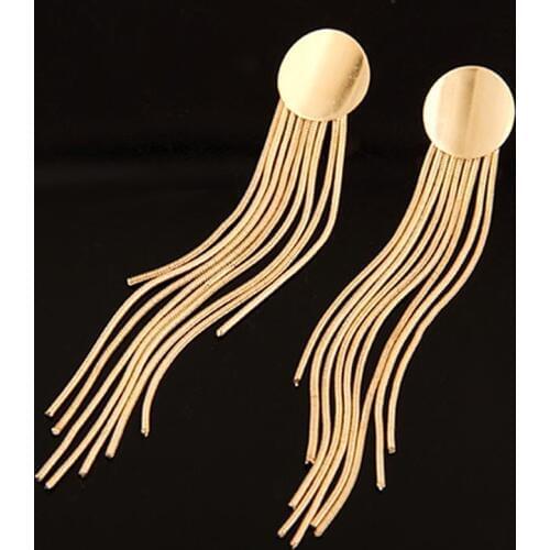 Meyfflin Vintage Metal Tassel Earrings for Women 2020 Fashion Geometric Round Long Earring Female Gold Drop Jewelry Brincos Gift