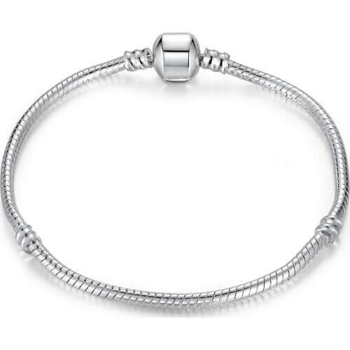 Hot Sale Fashion Silver color Snake Chain European Charm Bead Fit Original Bracelet Bangle Jewelry For Women Wholesale Gift