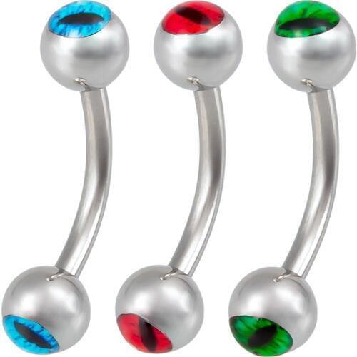 1pc Devils Eye Eyebrow Piercing Women Stainless Steel Curved Barbells Tragus Bar Piercing Lip Helix Earlets Rings Body Jewelry