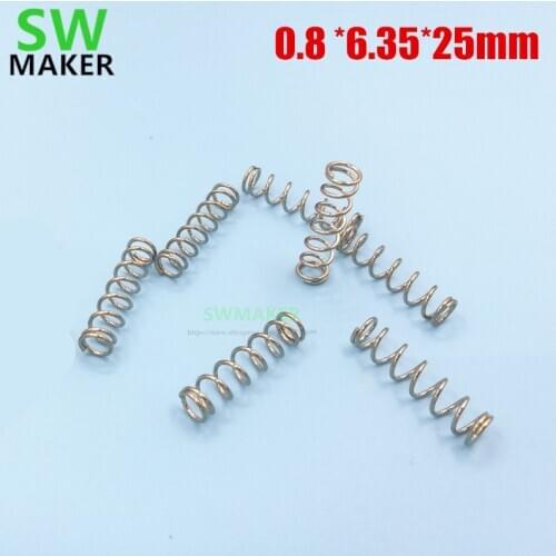 SWMAKER 10pcs 0.8x6.35x25mm carbon steel Compression Spring Leveling heating bed Extruder Springs for Reprap Prusa Mendel