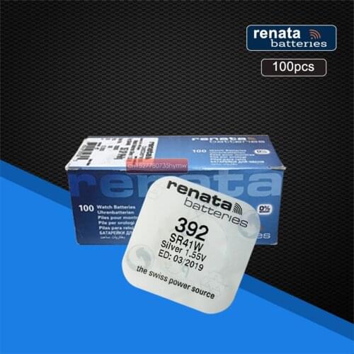 100pack renata Silver Oxide Watch Battery 392 SR41W 1.55V 100% original brand renata 392 renata 41 battery