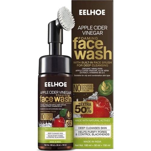 150ml Organic Apple Cider Vinegar Foaming Face Wash With Built-in Brush Foaming Cleanser Face Clean Control Oil And Reduce Acne
