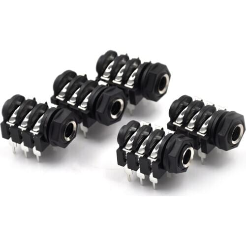 5Pcs/lot 6.35mm/6.35 Stereo Audio Microphone Female socket/Jack Connector 6P/6PIN Wholesale