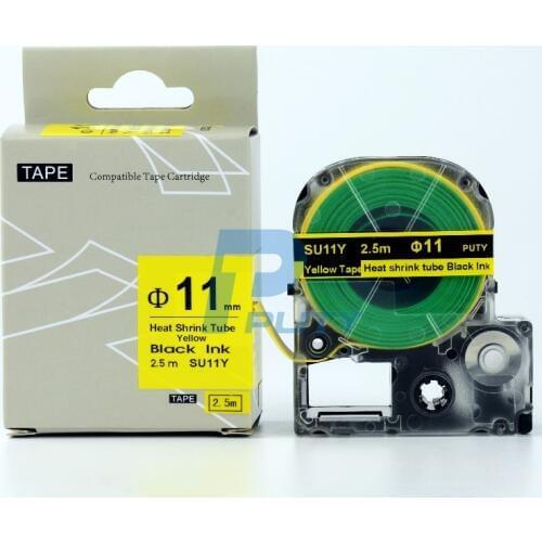 5PK/lot Compatible Kingjim Heat Shrink Tube tape black on yellow SU11Y Diameter11mm*2.5m for TepraPro and Labelworks printer