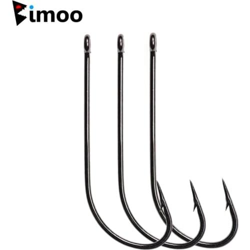 Bimoo 10pcs 2X Long Shank Stinger Deer Hair Hook for Smaller Pike Salmon Bass Patterns Saltwater Shrimps Fly Tying Hooks BN