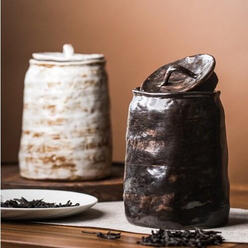 Big Vintage Travel Tea Container Ceramic Sugar Bowl Large Coffee Tea Storage Jar Storage Pot Caixa De Cha Tea Organize BK50CY