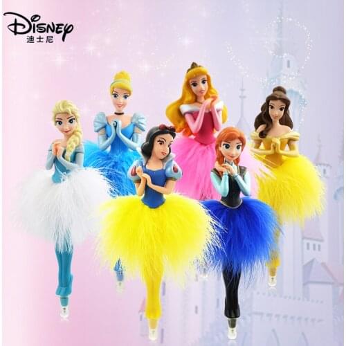 Disney Snow Aisha Princess Student Childrens School Supplies Cartoon Three-dimensional Feather Pen Cute Novelty Pen 0.5mm Gift