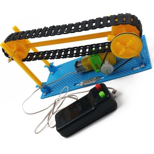 DIY Wire Control Wooden Electric Conveyor Transporter Belt Model Toy Physics Science Education Toy Assembled Materials Kit