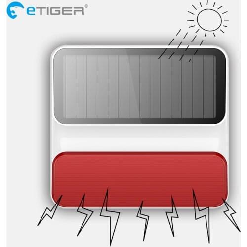 ETiger 433mhz Wireless outdoor Solar power strobe flash siren ES-S8A for eTiger alarm system G90Bplus
