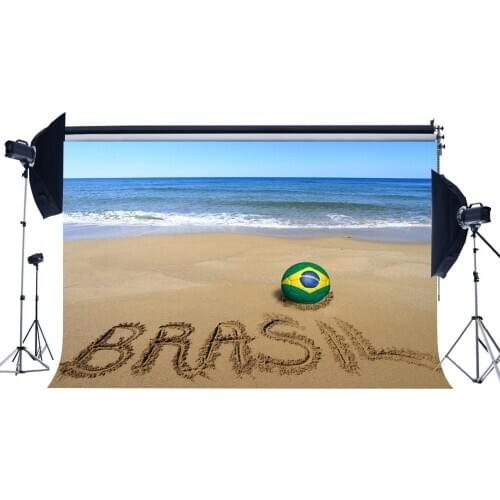 Brasil Football Field Backdrop Tropical Sand Beach Backdrops Seaside Sports Match Photography Background