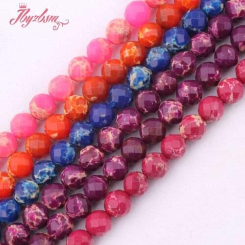 6mm Faceted Round Beads Ball Sea Sediment Stone Beads For DIY Necklace Bracelats Earring Woman Jewelry Making 15" Free Shipping