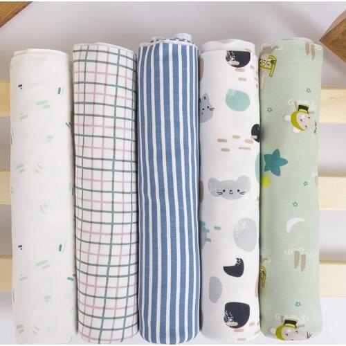 Elastic fabric Printed cotton Knitted fabric for DIY sewing baby clothing making Blanket 50x175cm