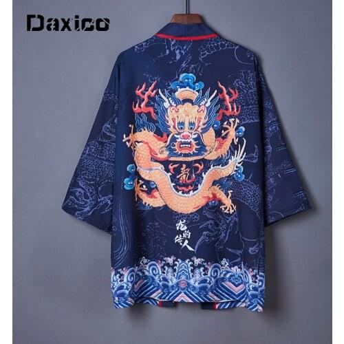 2021 Chinese style summer Japanese kimono cardigan Obi Male Yukata Mens Haori Harajuku Women Casual Loose Tops Streetwear Shirt