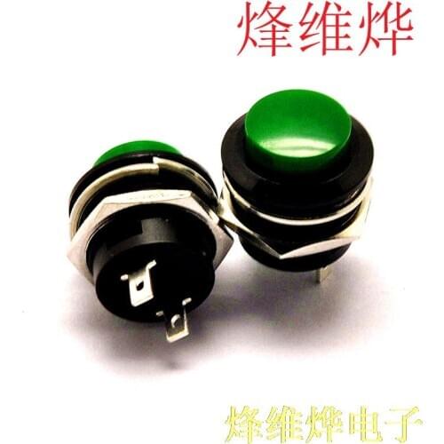 Self- reset button switch button switch R13-507 16MM green dot no lock switch ( 50 )