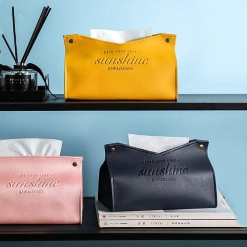 Leather Tissue Box Home Tissue Case Box Container Living Room Decoration Bedroom Kitchen Desktop Nordic Large Storage Box