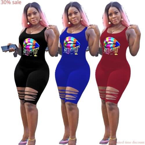 Summer Sexy Jumpsuit Women Rompers Hole Short Bodysuit O Neck Sleeveless Beach Shorts Bodysuit Woman Pants Plus Size Overall