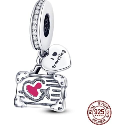 Hot New Products 2021Arrival 100% Real 925 Sterling Silver Suitcase Beads Fit Original 3mm Bracelet DIY Jewelry