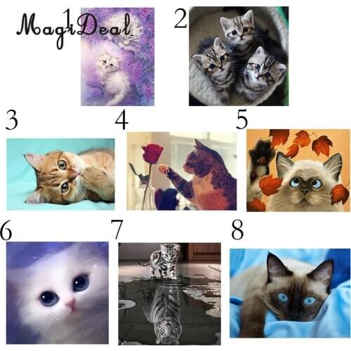 MagiDeal Cartoon 5D Diamond DIY Canvas Painting by Numbers Living Room Home Decor Poster Embroider Stitch Ragdoll Siamese Cat