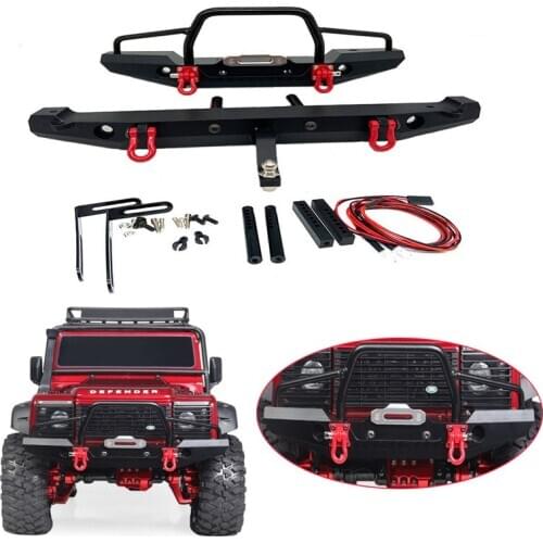 Metal Front/Rear Bumper with LED Light for 1:10 RC Crawler Car TRAXXAS TRX-4 trx4 Axial SCX10 90046 90047 Accessories