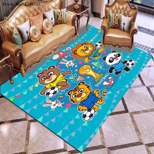 Cartoon Carpet Football Basketball Sport Floor Mat Animals Tiger Panda Kids Bedroom Bedside Carpet Entrance Doormat Hallway Rug