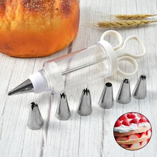 Baking Dry Flower Gun 7Pieces Set Cake Mounting Flower Decoration Multi functional Cookie Mold Cake Ice Cream Biscuits DIY Press