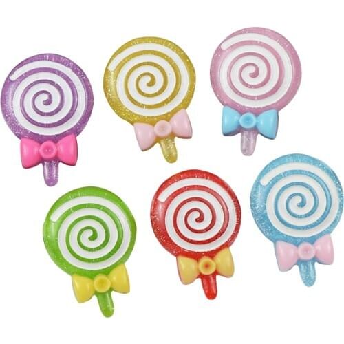 10/30/50Pcs/Bag Flat Back Candy Plastic Cabochons For Bows Lollipop Plastic For Children Diy Accessories Phone Decoration Crafts