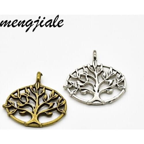 Wholesale 9pcs Two Color Tree Charms Alloy Metal Pendants For DIY Handmade Jewelry Accessories Makings 27*27mm