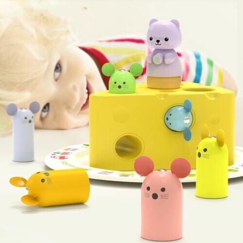 Early Childhood Education Toys Rescue Cheese Catch Insects Magnetic Toys Enlightenment Wooden Building Blocks Toys Kids Gifts