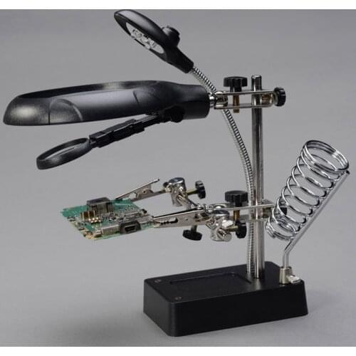 Ajustable Lens Eyeglasses 2018 New Magnifying Glass 5 Led Clip Magnifier Multifunction 2.5X 7.5X 10X Desk Lamp Repair Tool